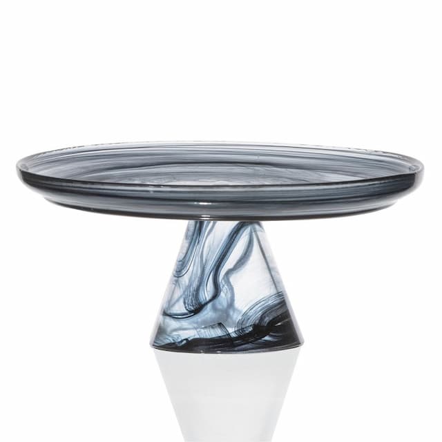 Блюдо для торта на ножке ARDACAM Leona ARD 1474F(2472).43 d 21 см h 9,5 см (стекло, цвет / декор бело-черный)