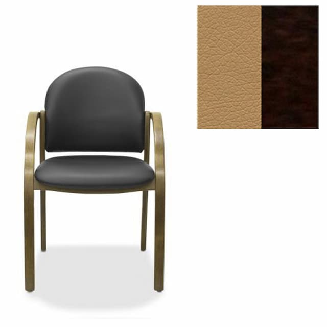 Офисный стул Юнитекс Джуно экокожа премиум темно-бежевая CN1121/дерево-венге