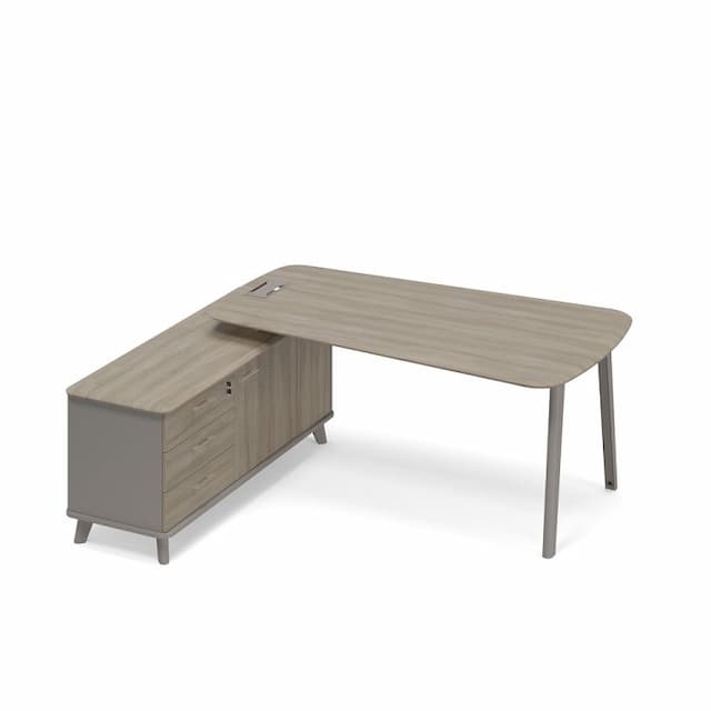 Стол руководителя на опорной тумбе левый (тип 3) Юнитекс ТМ М1 115 МП ВЛ ВЛ мокко премиум (корпус) / вяз либерти (столешница, топ, фасад)